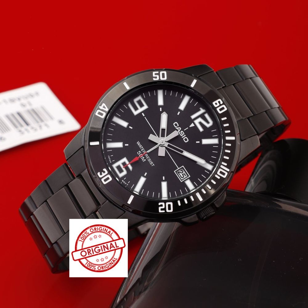 Casio Enticer Date Black Chain Watch MTP-VD01B-1BVUDF