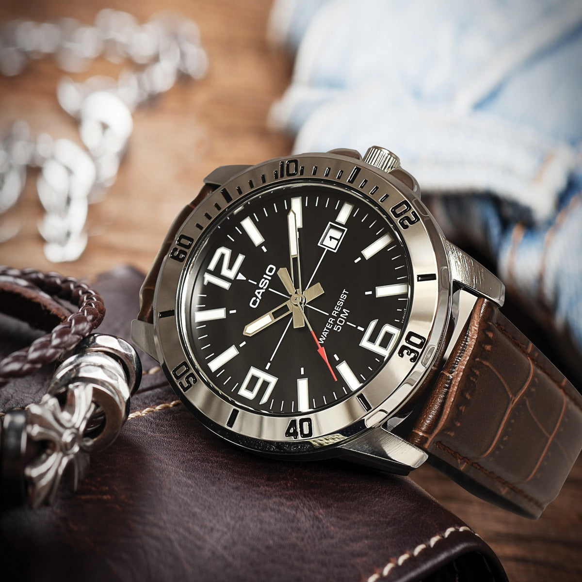 Casio Enticer Date Belt Watch MTP-VD01L-1BVUDF