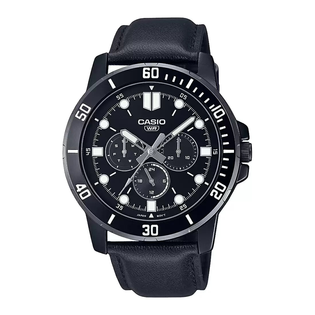 Casio Enticer Multifunction Black Belt Watch MTP-VD300BL-1EUDF