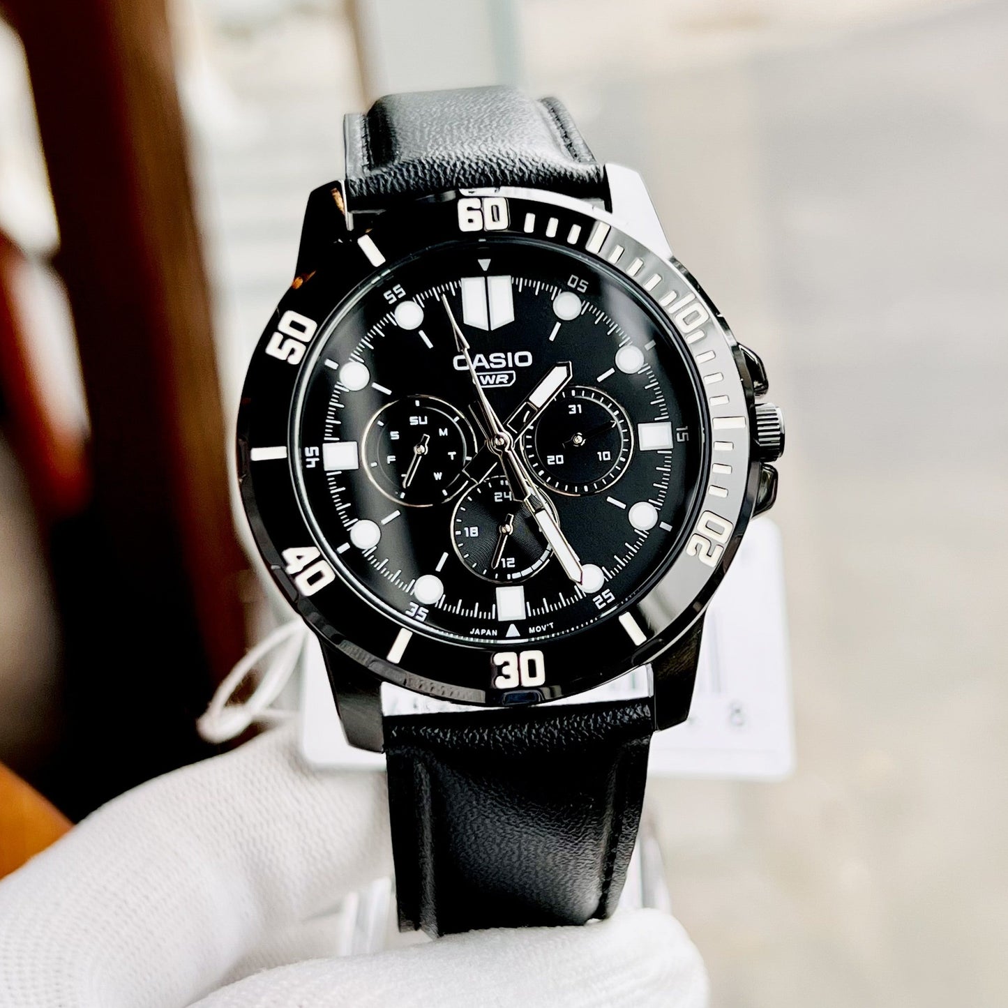 Casio Enticer Multifunction Black Belt Watch MTP-VD300BL-1EUDF