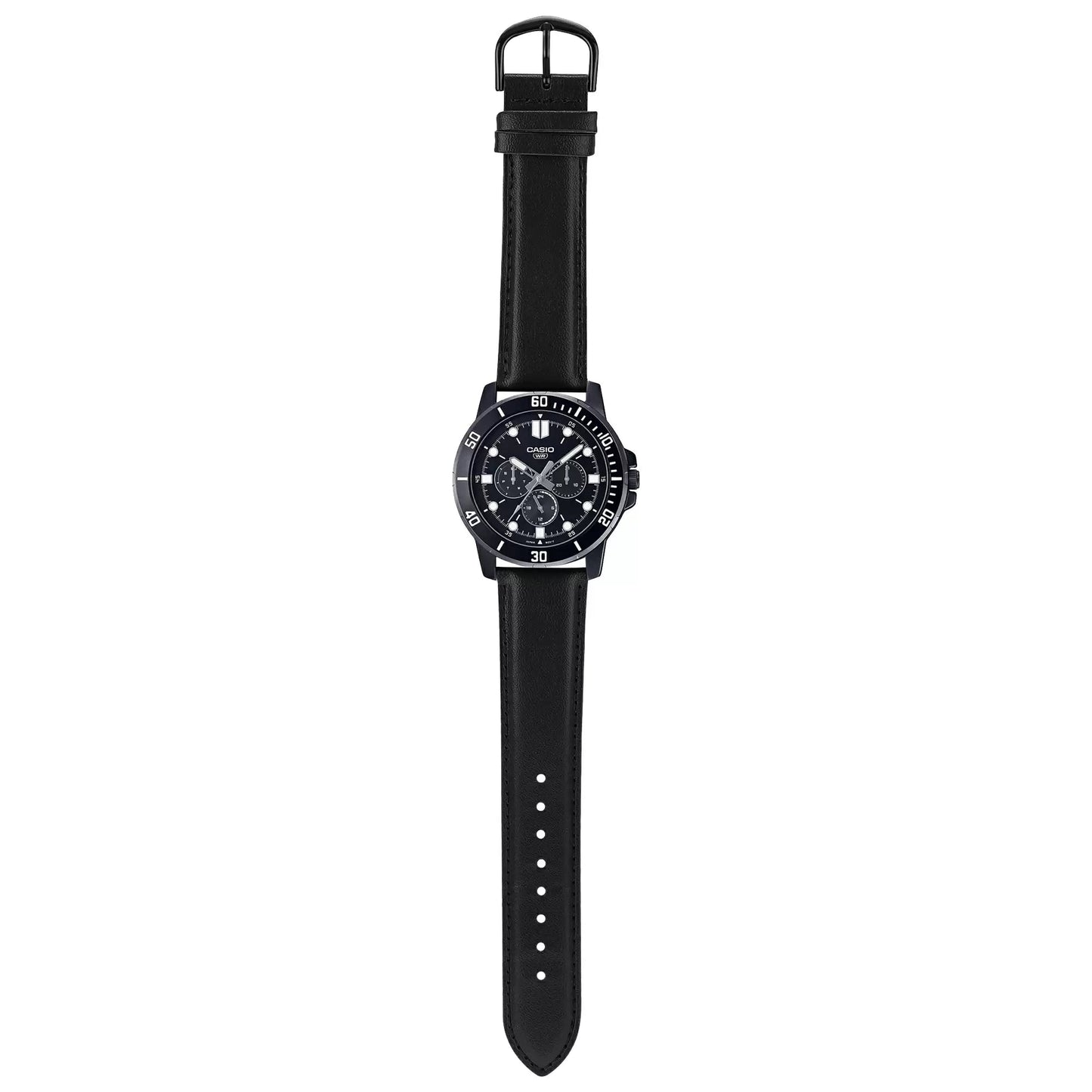 Casio Enticer Multifunction Black Belt Watch MTP-VD300BL-1EUDF