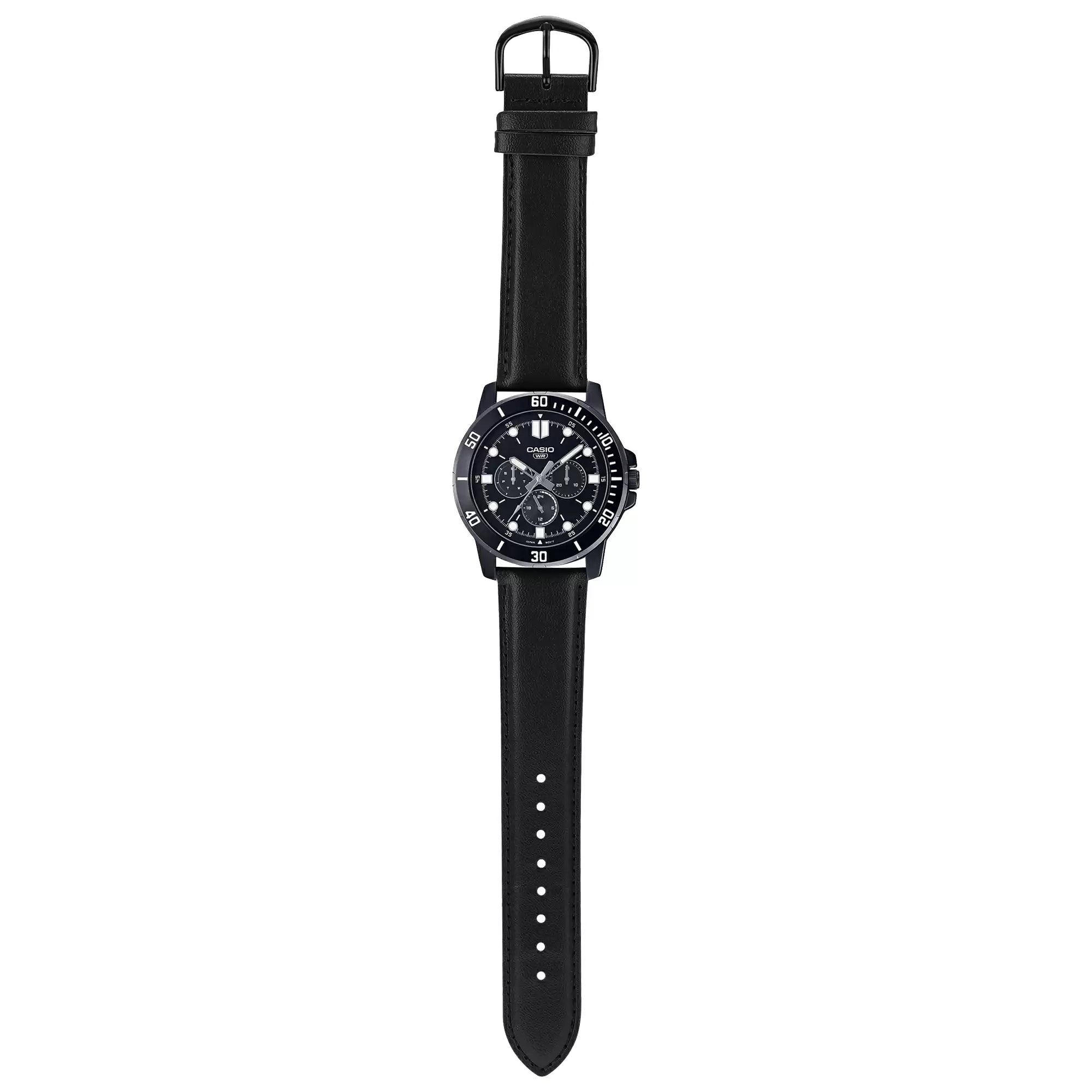 Casio Enticer Multifunction Black Belt Watch MTP-VD300BL-1EUDF