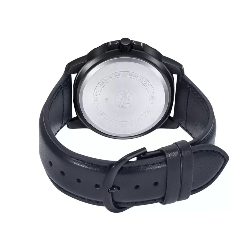 Casio Enticer Multifunction Black Belt Watch MTP-VD300BL-1EUDF