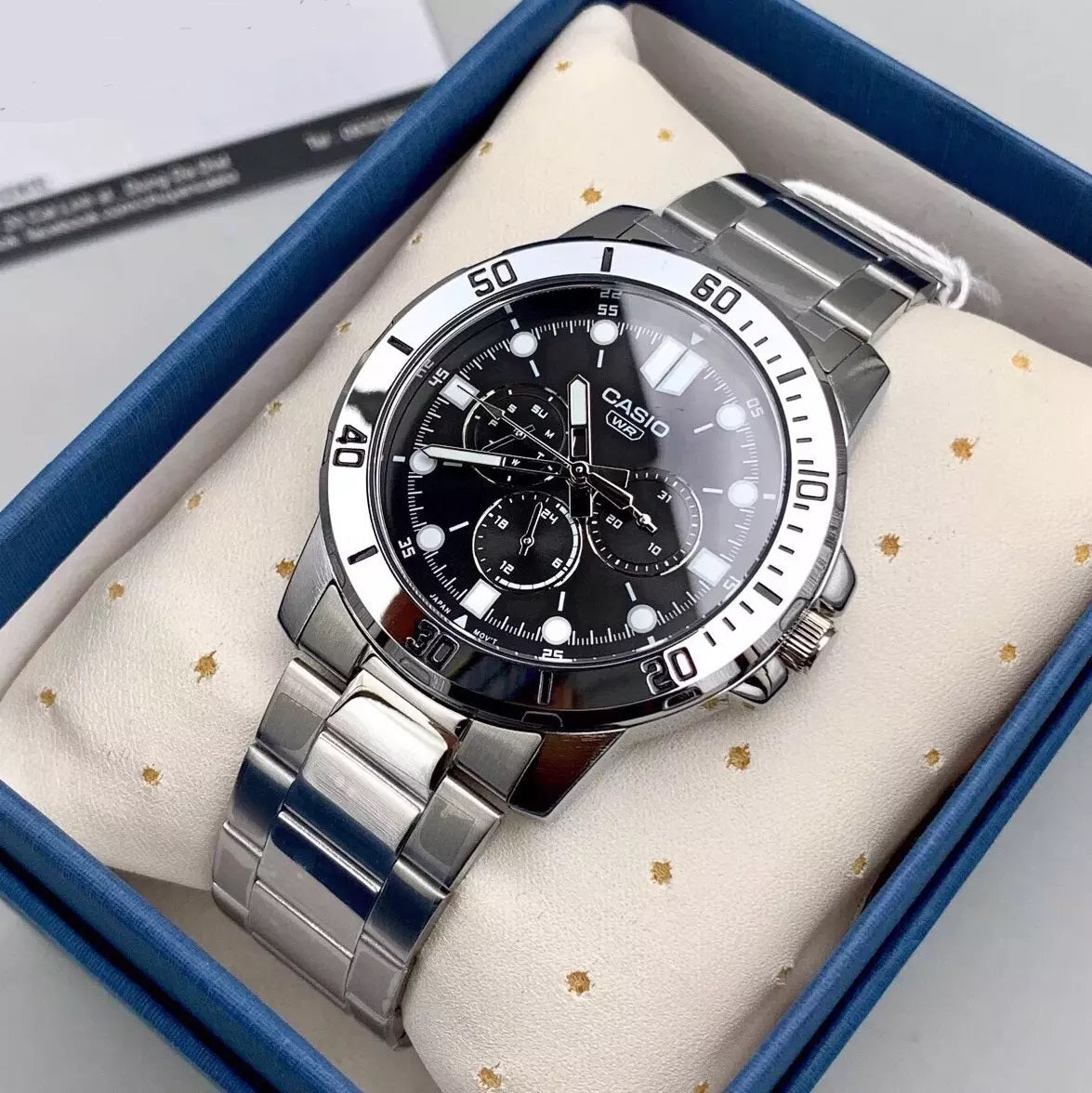 Casio Enticer Multifunction Silver Chain Watch MTP-VD300D-1EUDF