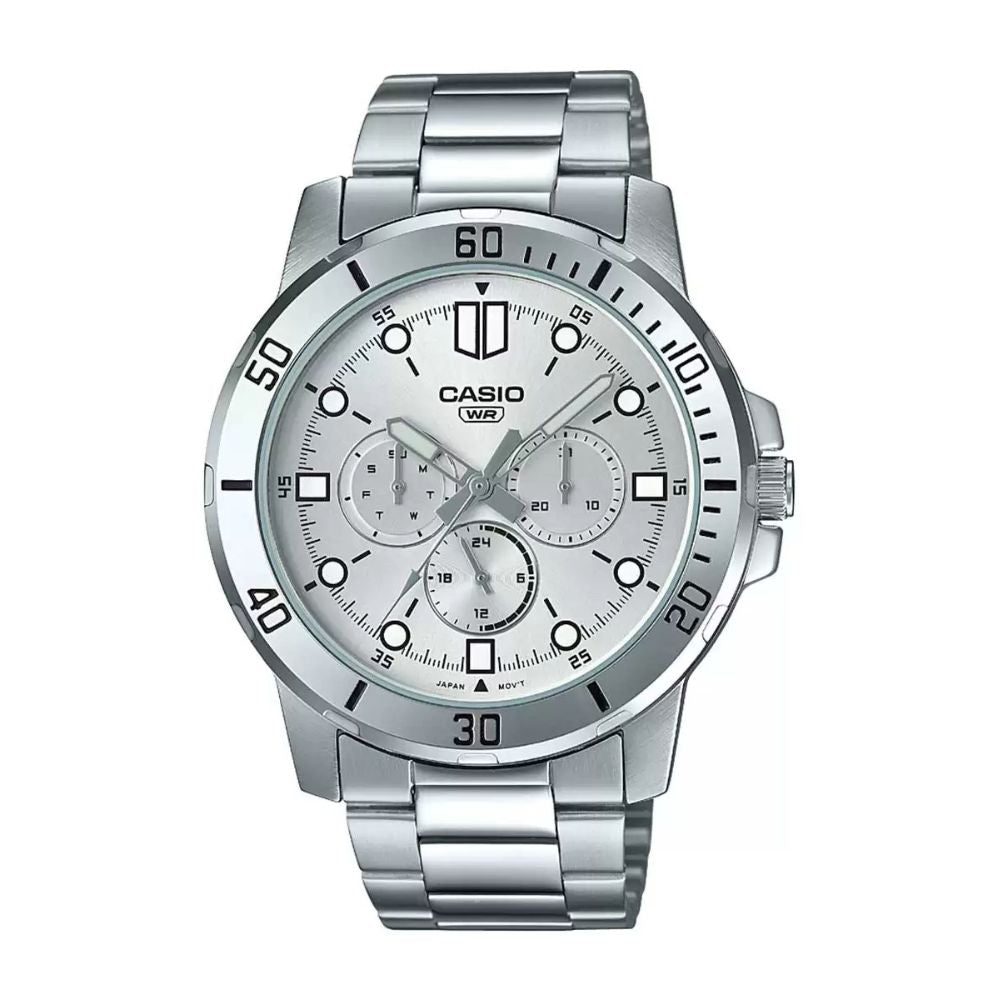 Casio Enticer Multifunction Silver Chain Watch MTP-VD300D-7EUDF