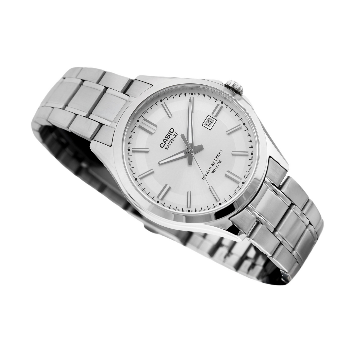 Casio Enticer Sapphire Date Stainless Steel Chain Watch MTS-100D-7AVDF