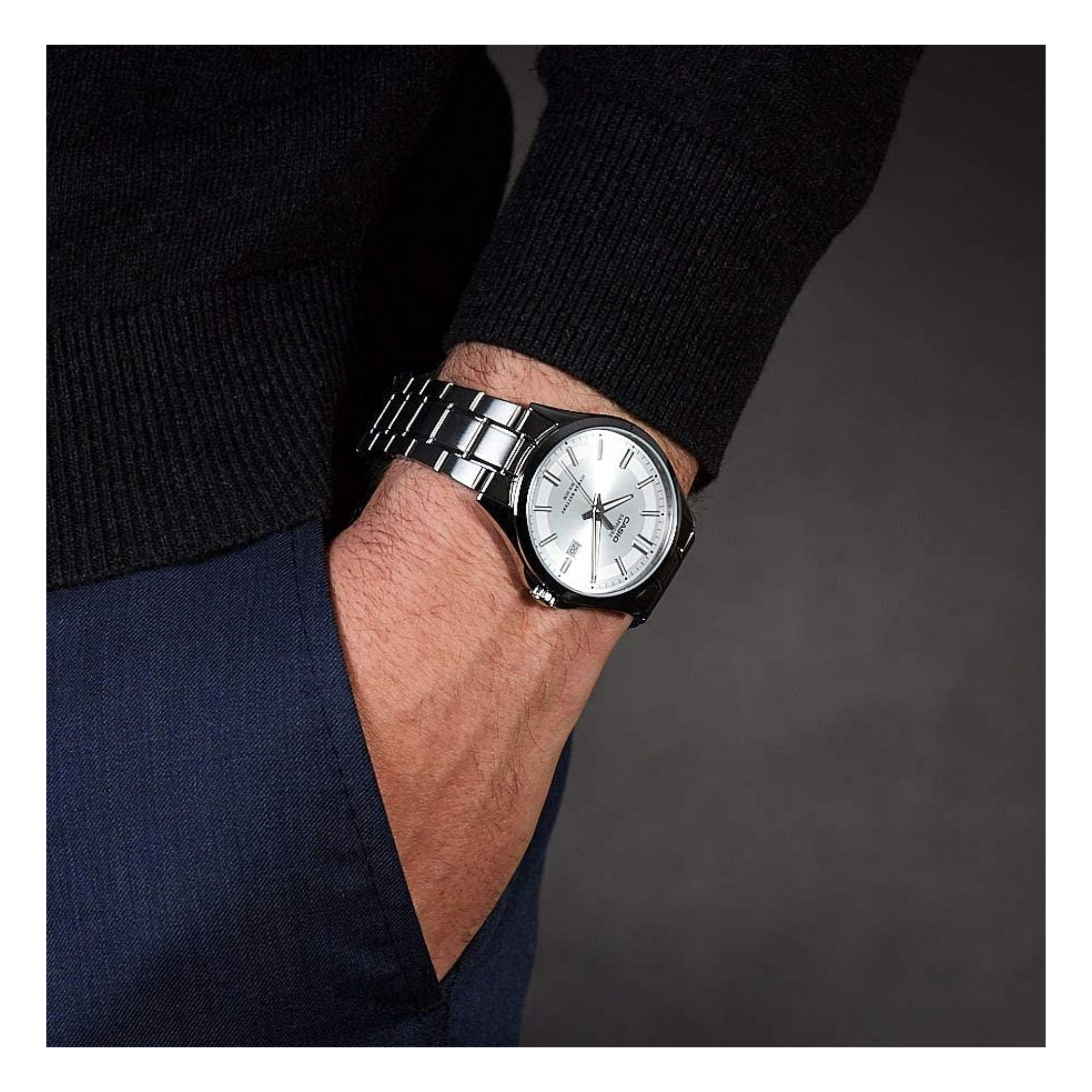 Casio Enticer Sapphire Date Stainless Steel Chain Watch MTS-100D-7AVDF