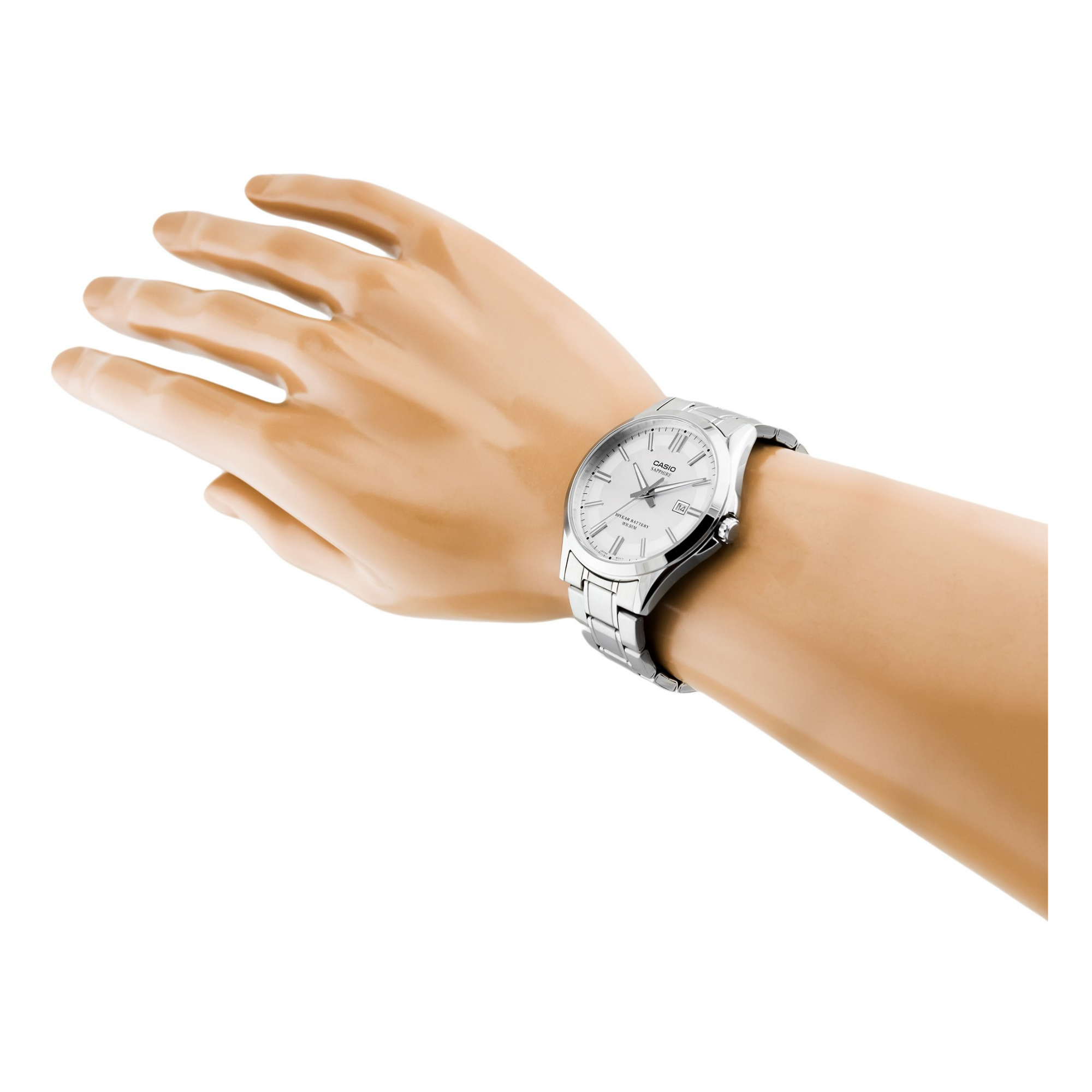 Casio Enticer Sapphire Date Stainless Steel Chain Watch MTS-100D-7AVDF