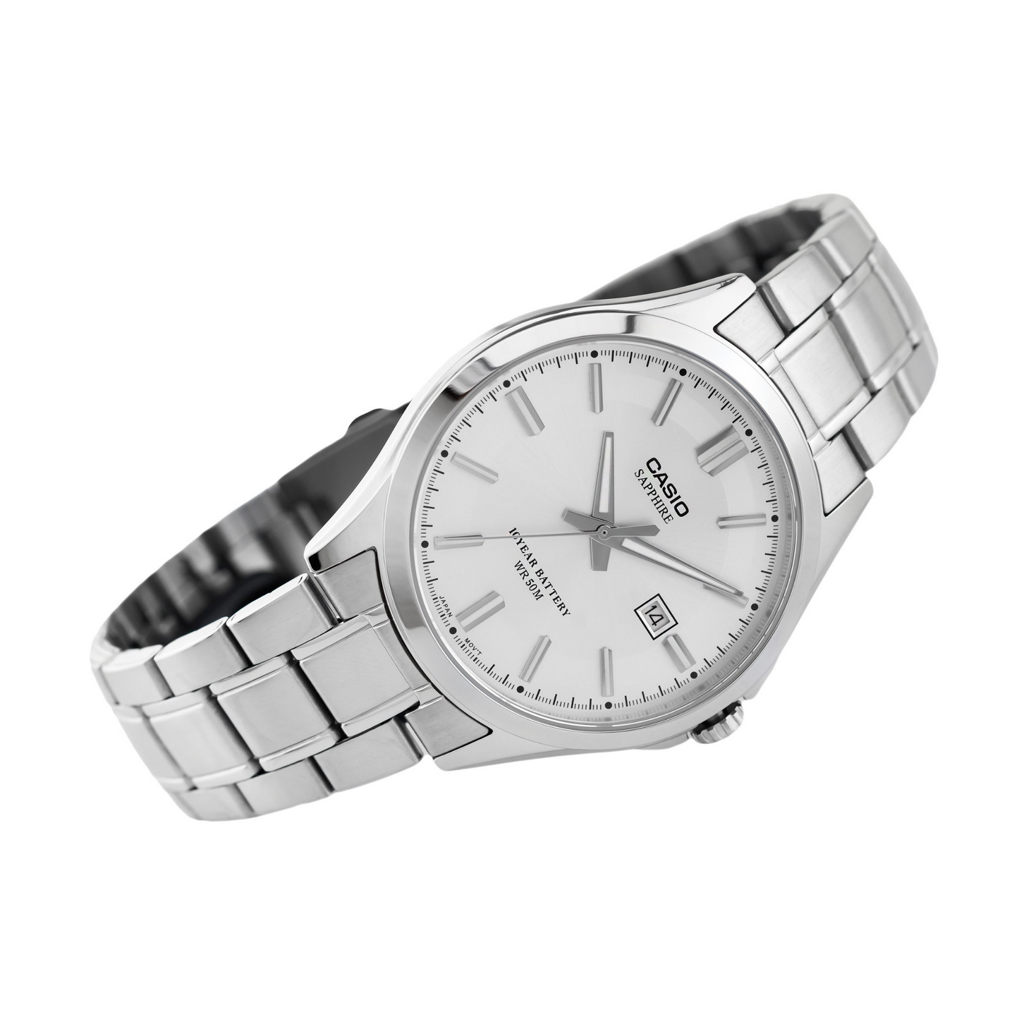 Casio Enticer Sapphire Date Stainless Steel Chain Watch MTS-100D-7AVDF