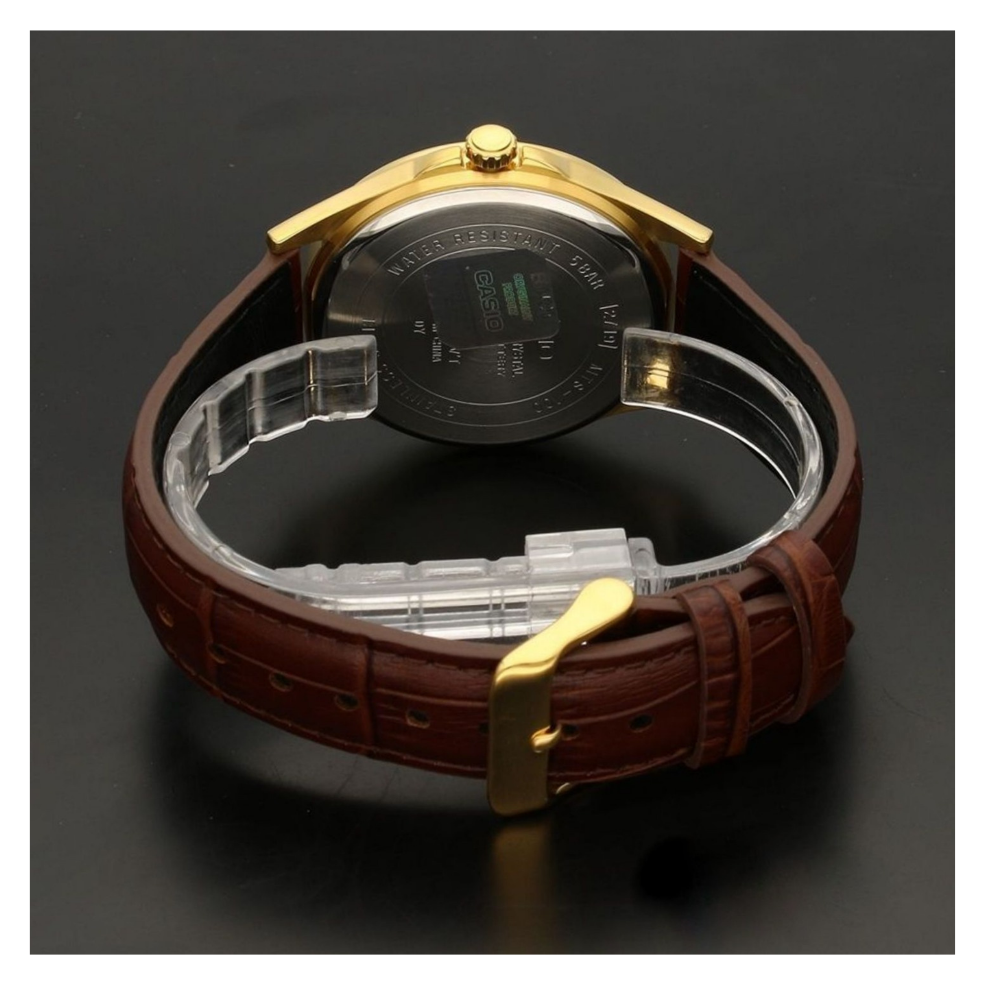 Casio Enticer Sapphire Date Stainless Steel Golden Leather Belt Watch MTS-100GL-7AVDF