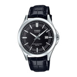 Casio Enticer Sapphire Date Stainless Steel Leather Belt Watch MTS-100L-1AVDF