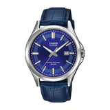 Casio Enticer Sapphire Date Stainless Steel Leather Belt Watch MTS-100L-2AVDF