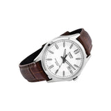 Casio Enticer Sapphire Date Stainless Steel Leather Belt Watch MTS-100L-7AVDF