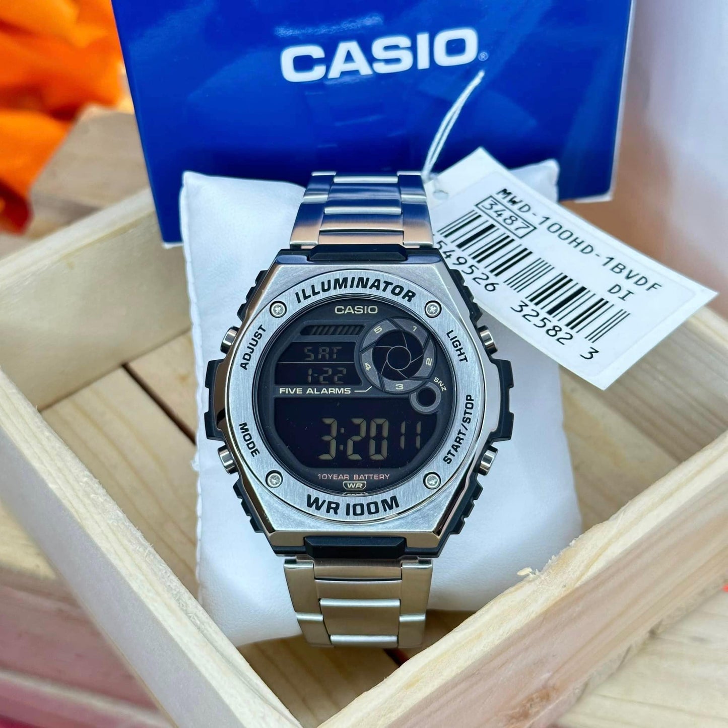 Casio Standard Illuminator Digital Chain Watch MWD-100HD-1BVDF