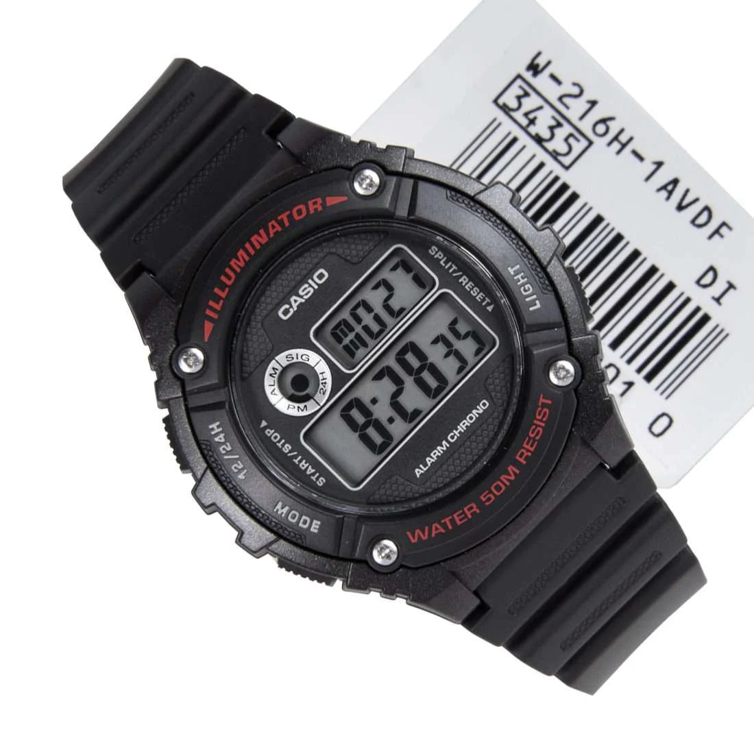 Casio Youth Illuminator Digital Resin Belt Watch W-216H-1AVDF