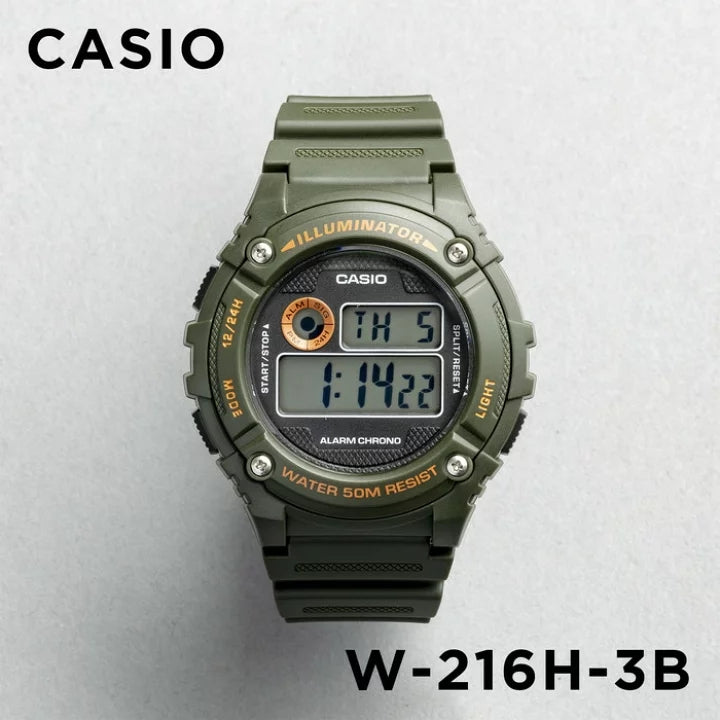 Casio Youth Illuminator Digital Resin Belt Watch W-216H-3BVDF