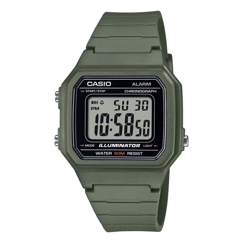 Casio Youth Illuminator Digital Resin Belt Watch W-217H-3AVDF