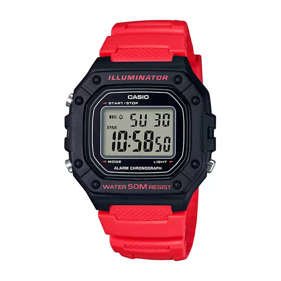 Casio Youth Digital Resin Belt Watch W-218H-4BVDF