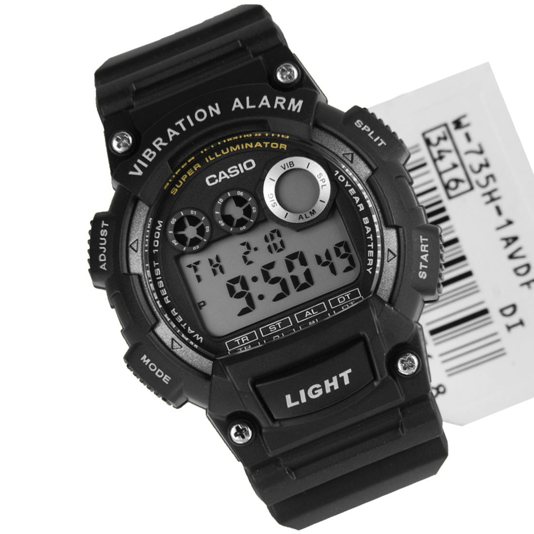 Casio Standard Vibration Alarm Digital Resin Belt Watch W-735H-1AVDF