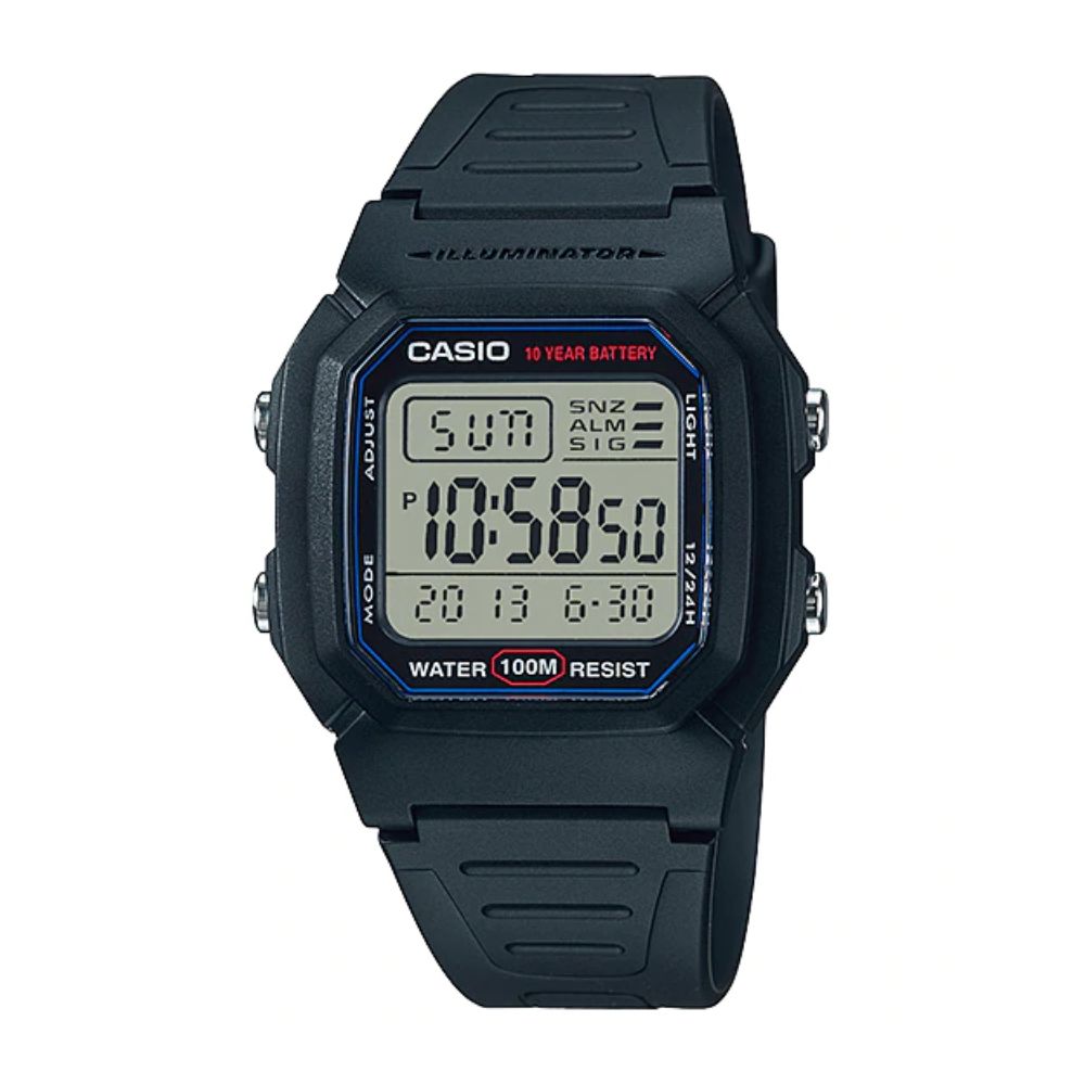 Casio Youth Dual Time Digital Resin Belt Watch W-800H-1AVDF
