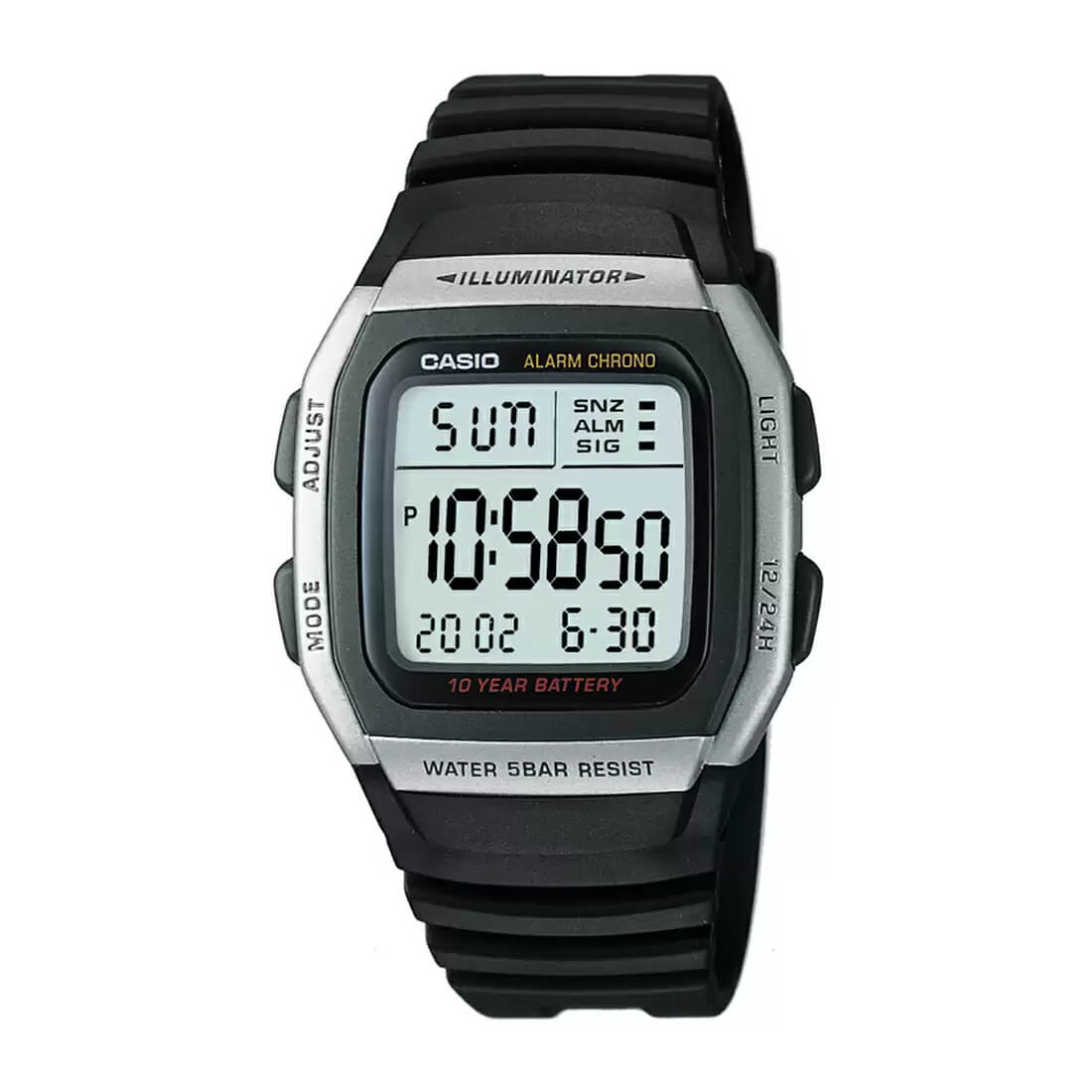 Casio Youth Dual Time Digital Resin Belt Watch W-96H-1AVDF