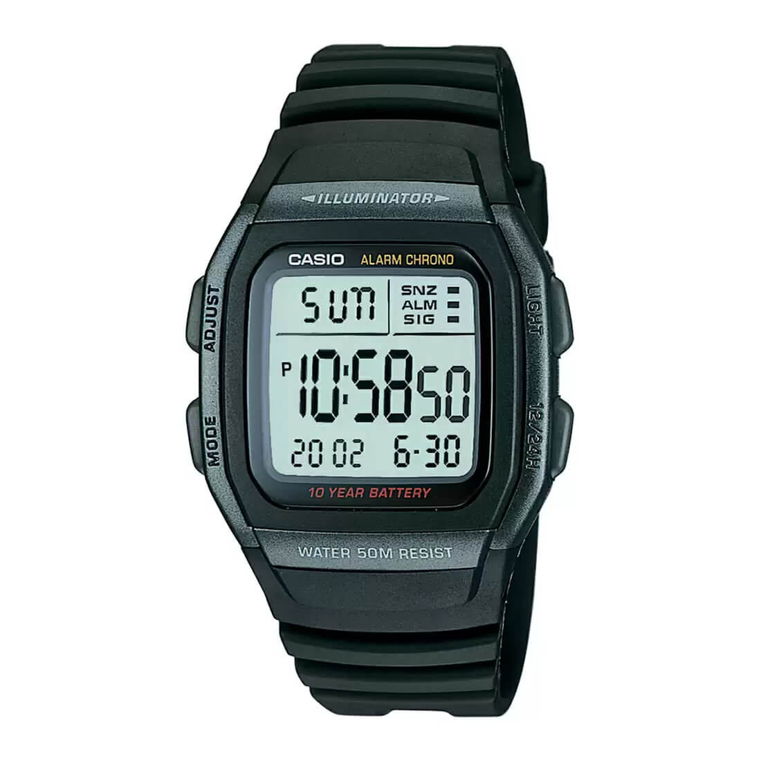 Casio Youth Dual Time Digital Resin Belt Watch W-96H-1BVDF
