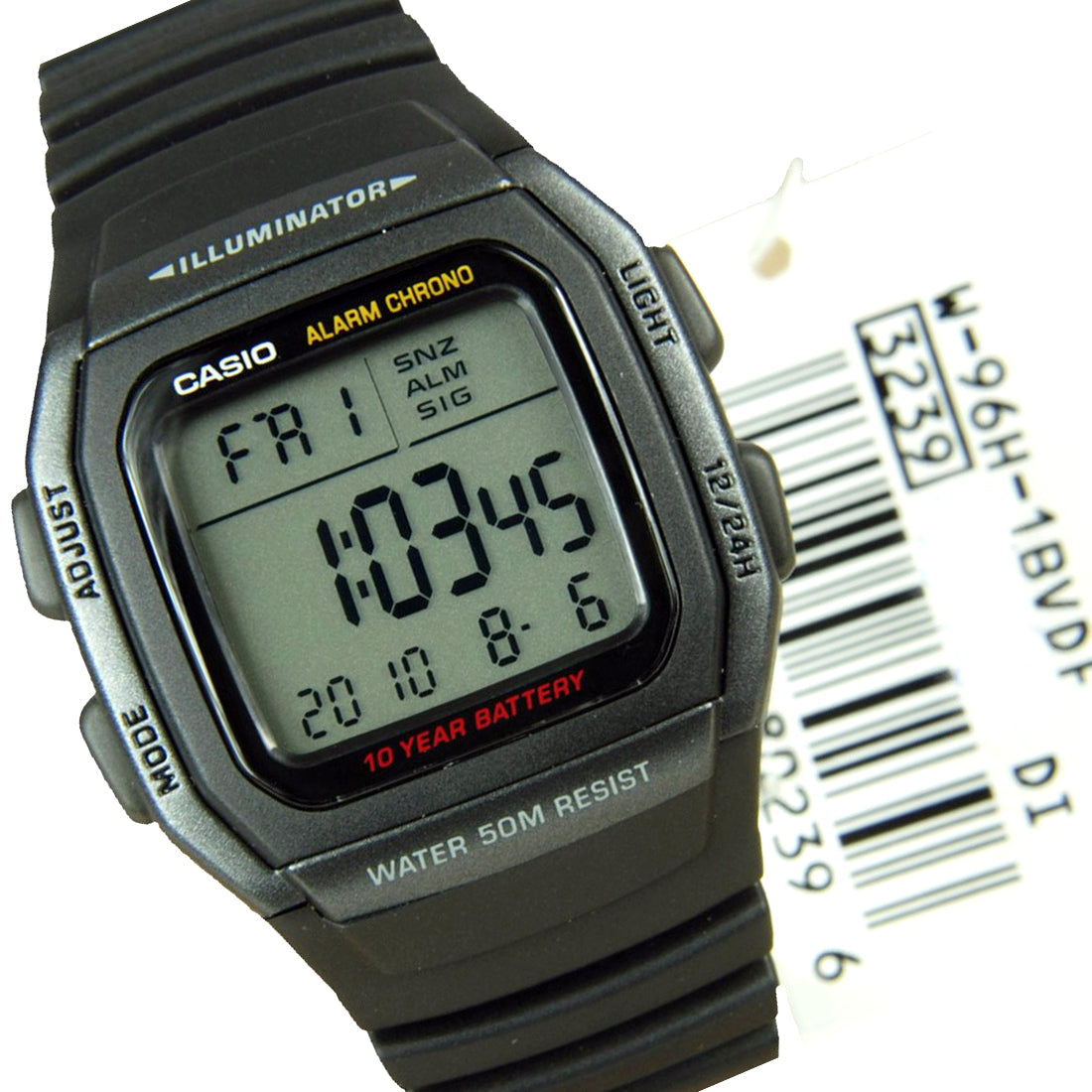 Casio Youth Dual Time Digital Resin Belt Watch W-96H-1BVDF