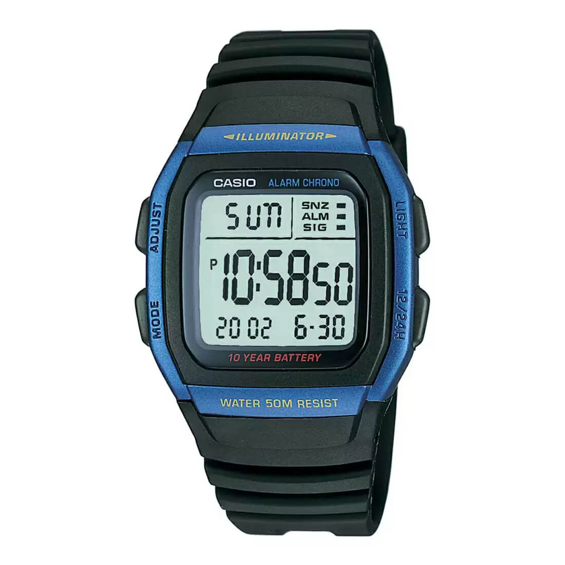 Casio Youth Dual Time Digital Resin Belt Watch W-96H-2AVDF