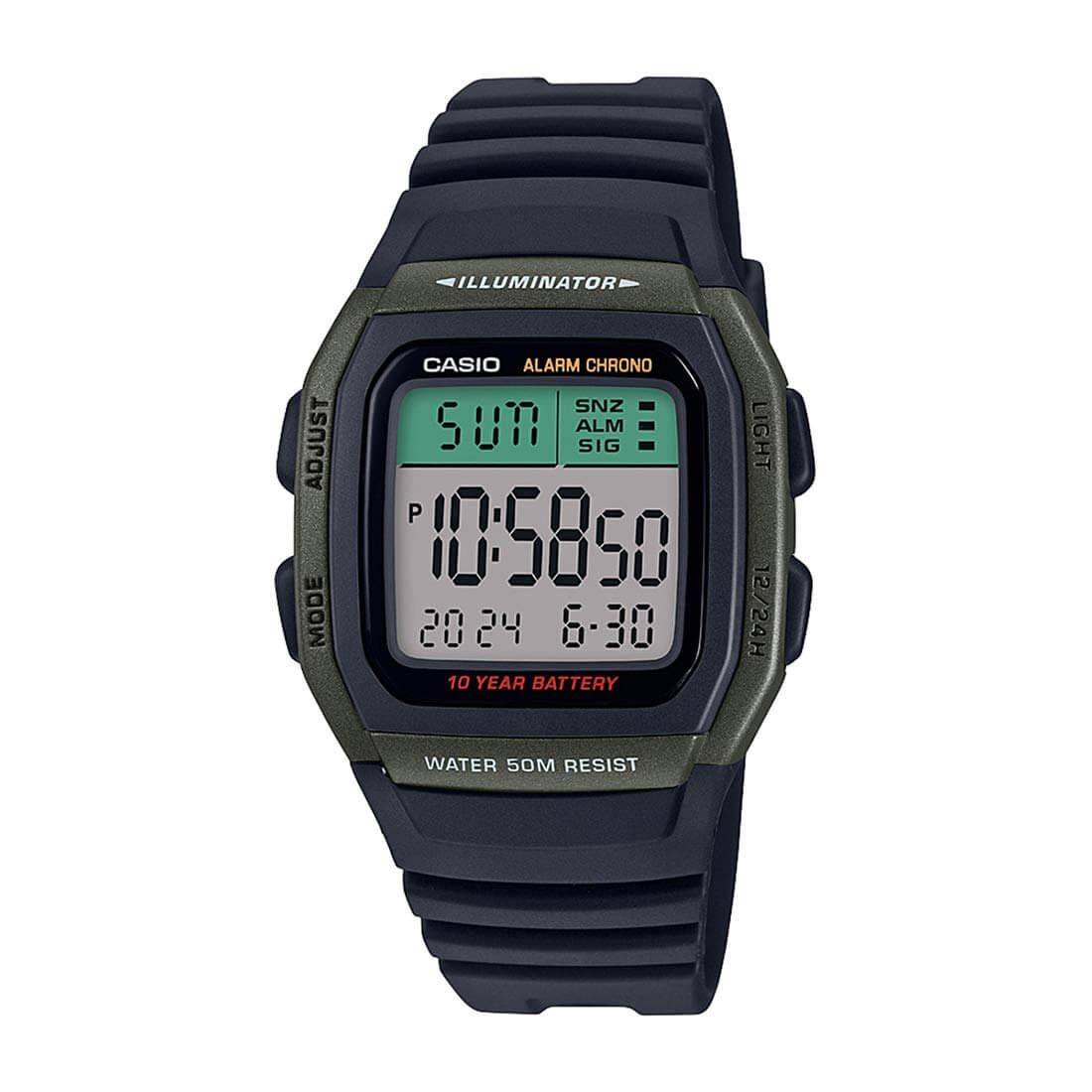 Casio Youth Dual Time Digital Resin Belt Watch W-96H-3AVDF