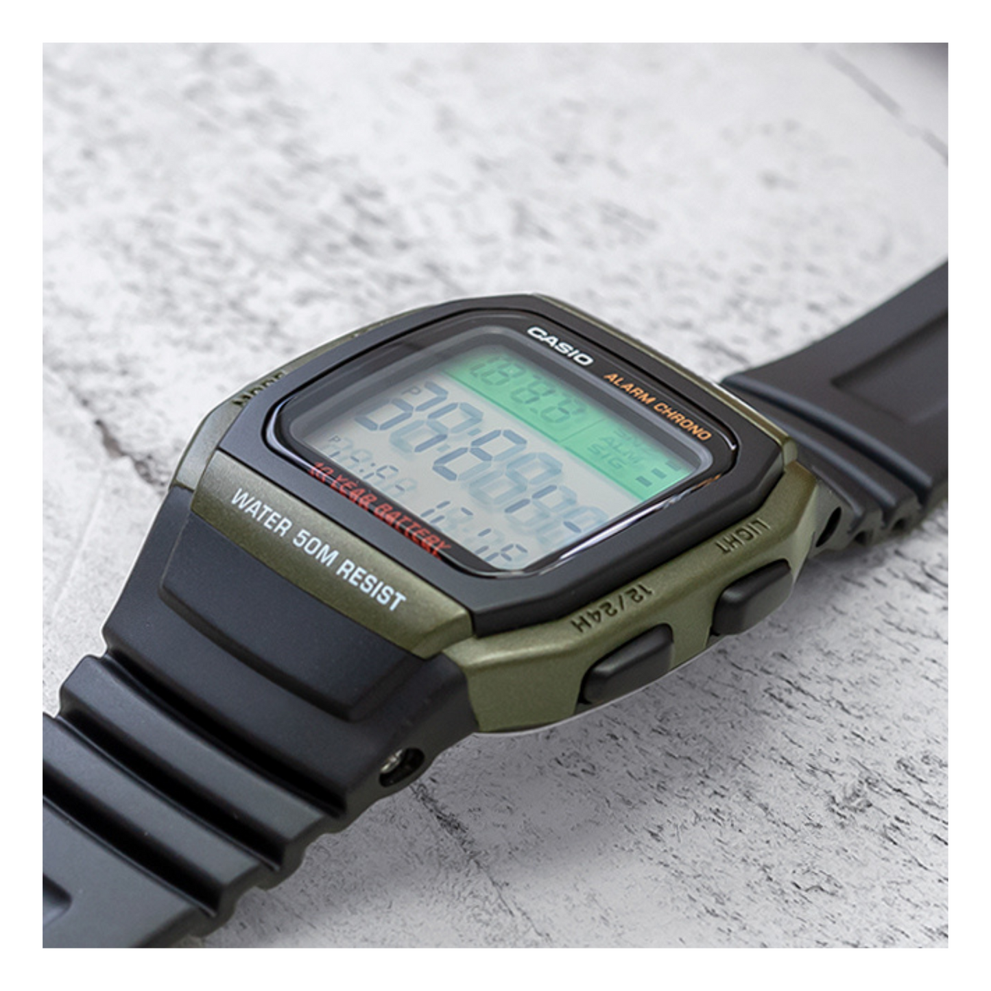 Casio Youth Dual Time Digital Resin Belt Watch W-96H-3AVDF