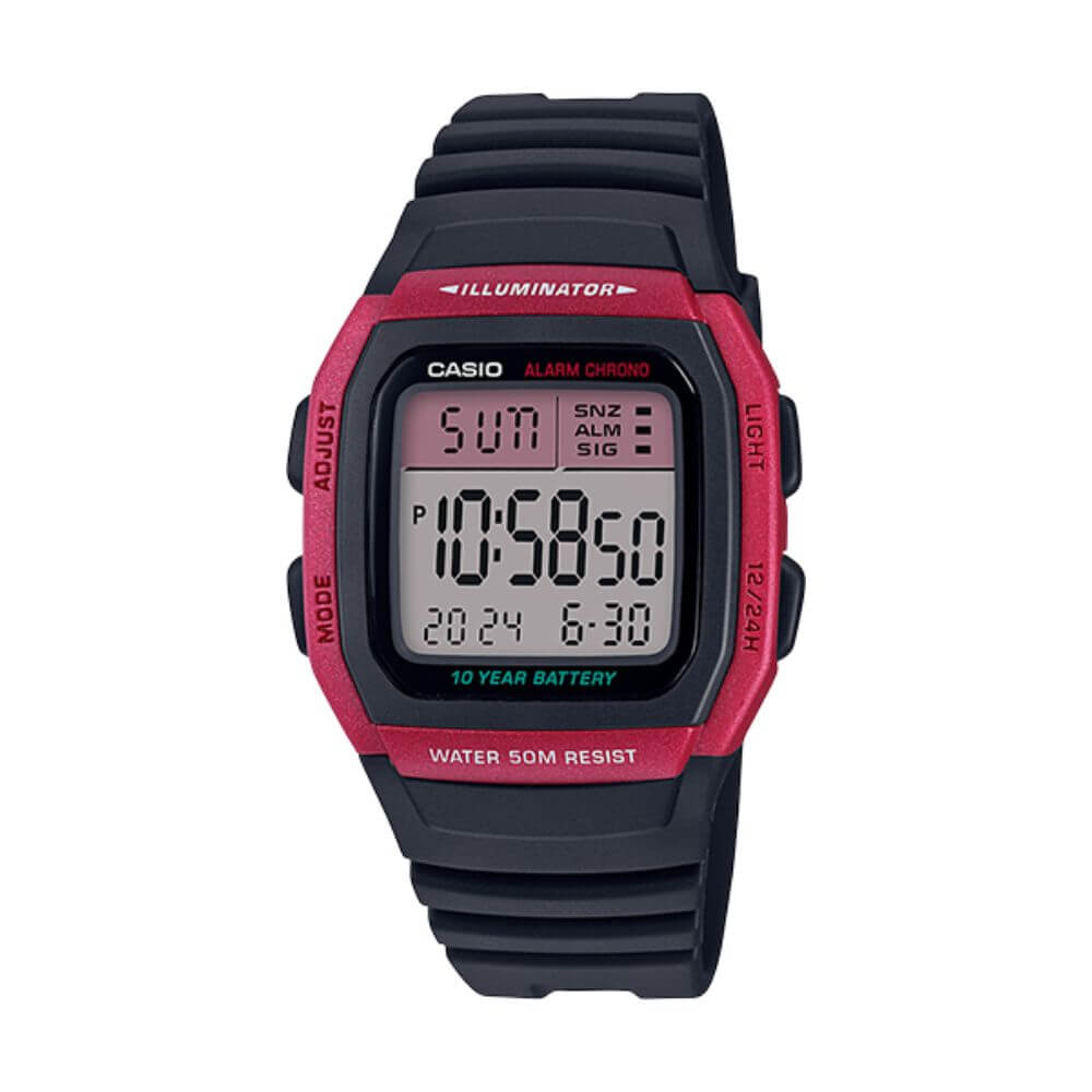 Casio Youth Dual Time Digital Resin Belt Watch W-96H-4AVDF