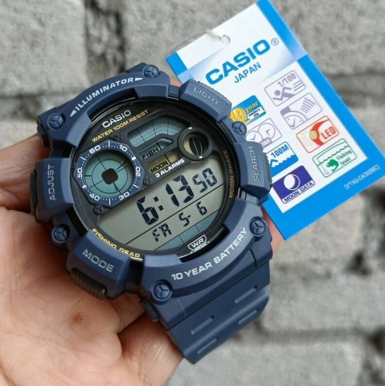 Casio Standard Moon Phase Digital Resin Belt Watch WS-1500H-2AVDF
