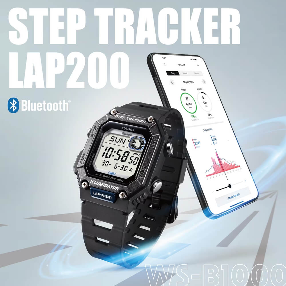 Casio Standard Step Tracker Bluetooth Resin Belt Watch WS-B1000-1AVDF