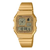 Casio Vintage World Time Digital Watch - A130WEG-9ADF, Stainless Steel Band, Gold