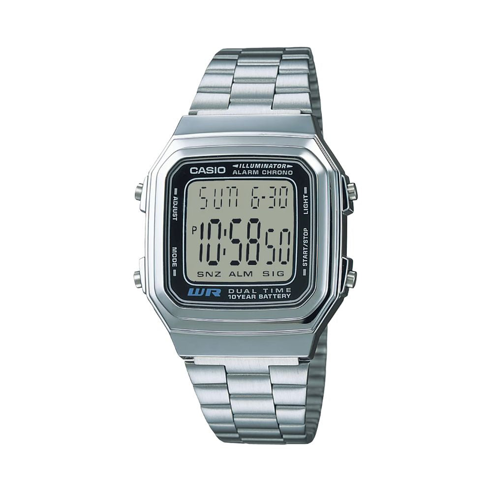 Casio Vintage Dual Time Digital Chain Watch A178WA-1ADF