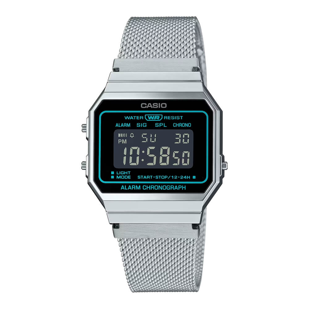 Casio Vintage Super Slim Digital Mesh Chain Watch A700WEMS-1BDF