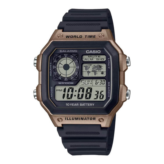 Casio Youth World Time Digital Resin Belt Watch AE-1200WH-5AVCF