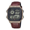 Casio Youth World Time Digital Watch - AE-1200WHL-5AVDF, Leather Band, Brown