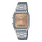Casio Vintage Dual Time Watch - AQ-230A-4AMQYDF, Stainless Steel Band, Silver/Salmon