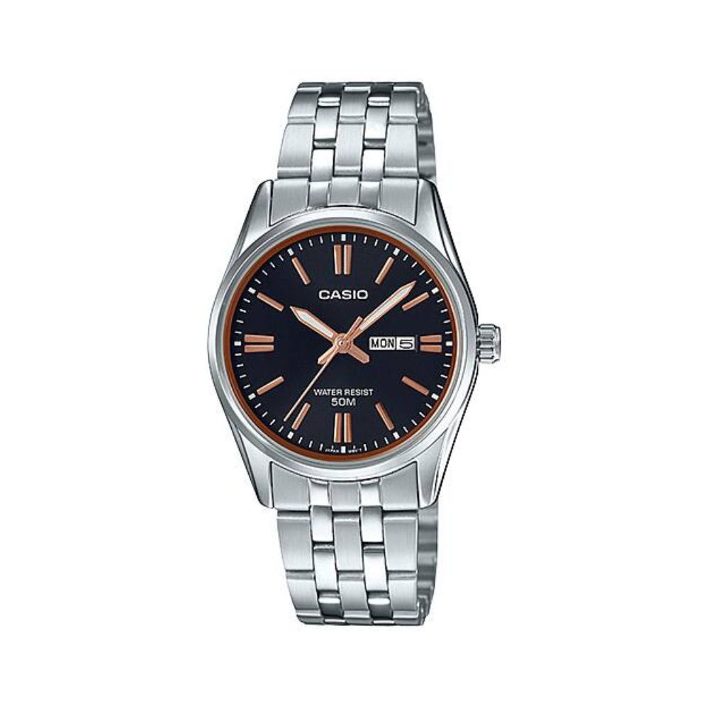 Casio Enticer Day Date Ladies Chain Watch LTP-1335D-1A2VDF