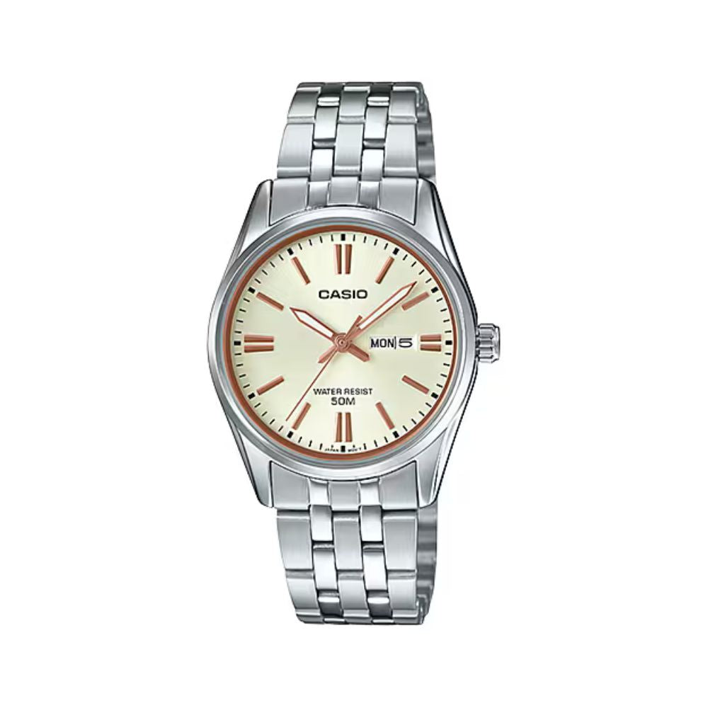 Casio Enticer Day Date Ladies Chain Watch LTP-1335D-9AVDF