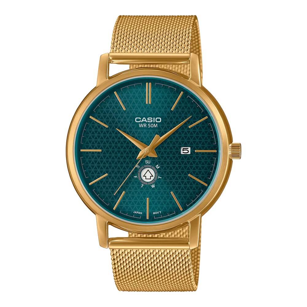 Casio Standard Day Date Mesh Chain Watch MTP-B125MG-3AVDF