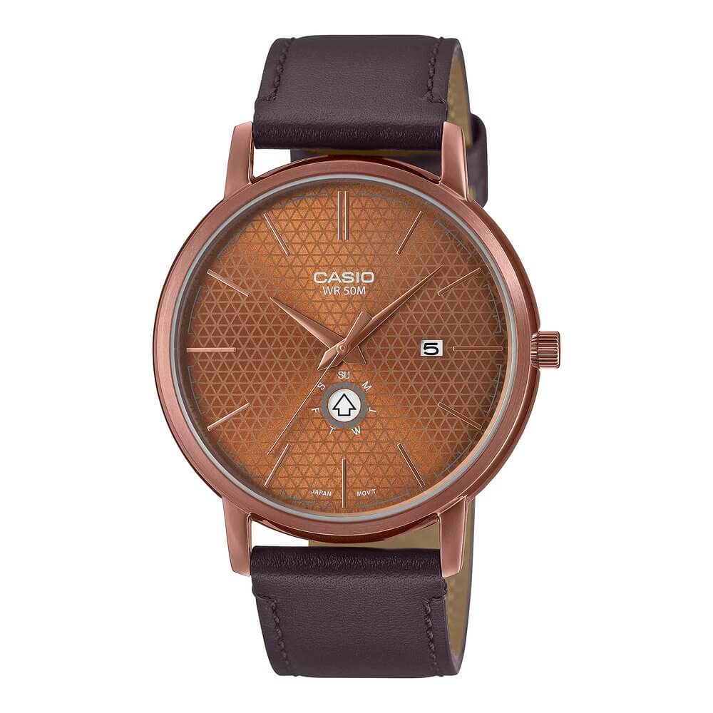 Casio Standard Day Date Leather Belt Watch MTP-B125RL-5AVDF