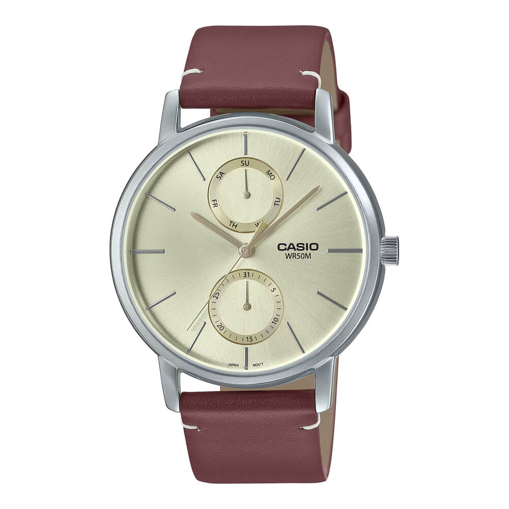 Casio Enticer Day Date Leather Belt Watch MTP-B310L-9AVDF