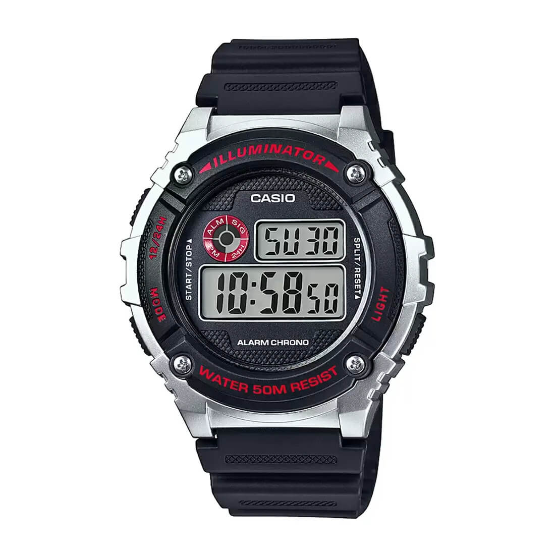 Casio Youth Illuminator Digital Resin Belt Watch W-216H-1CVDF