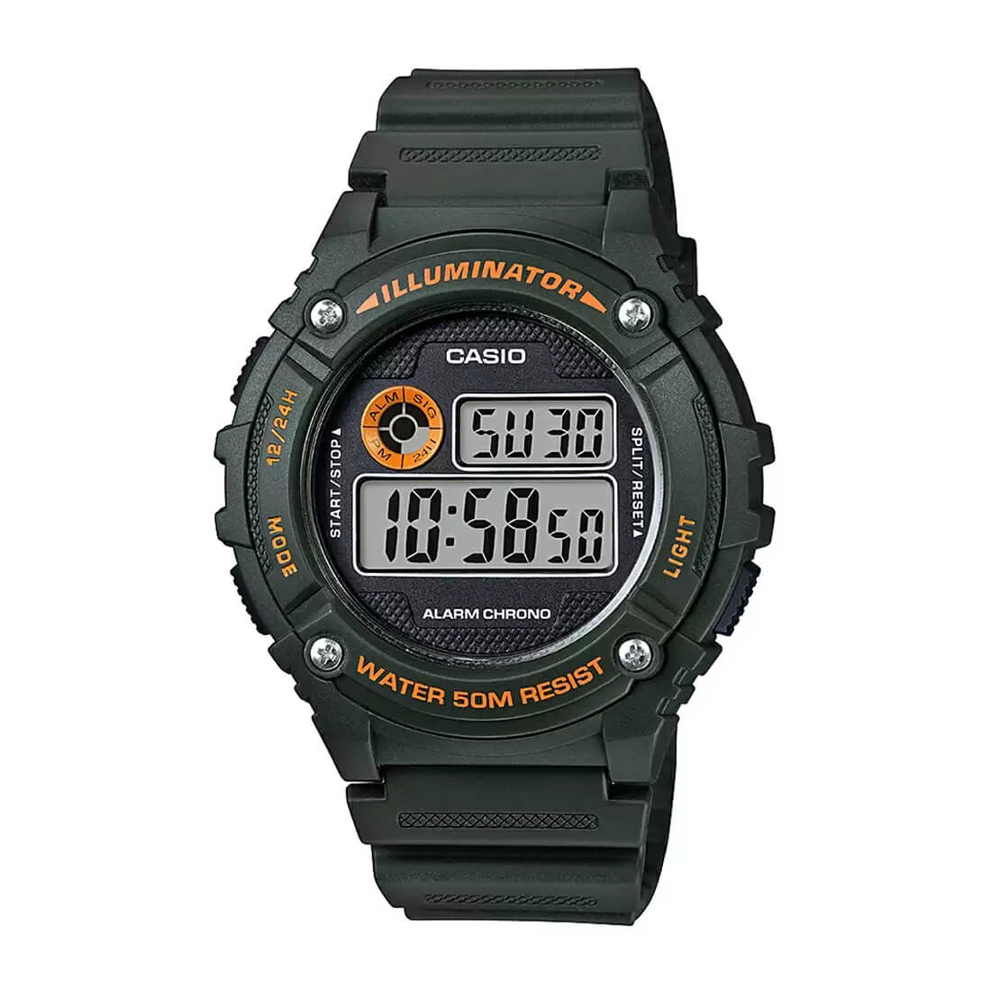 Casio Youth Illuminator Digital Resin Belt Watch W-216H-3BVDF