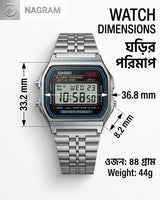 Casio A159WA Premium Quality Vintage Digital Watch – Custom Negative Dial Design