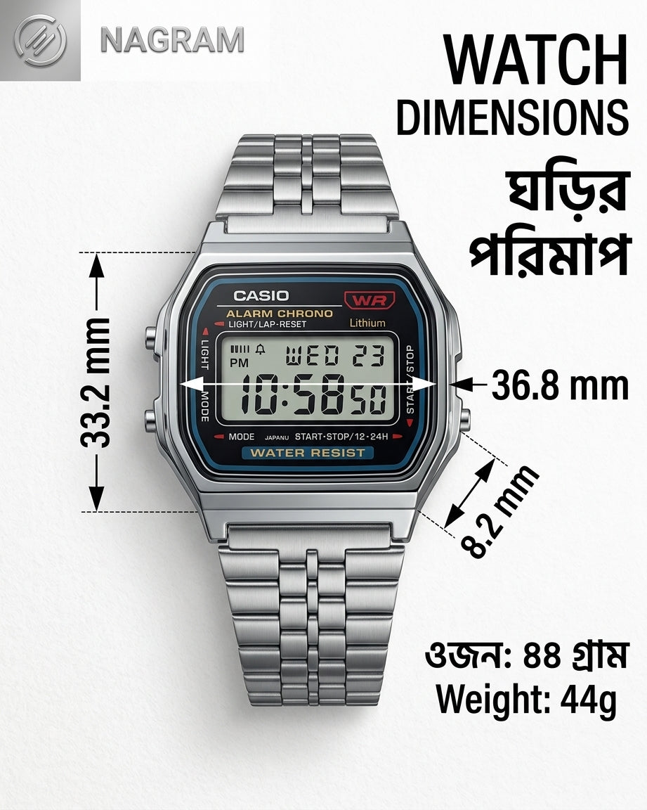 Casio A159WA Premium Quality Vintage Digital Watch – Custom Negative Dial Design