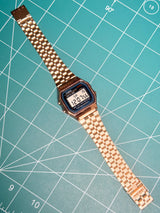 Casio A-159WA Digital Watch – Vintage Look, Premium Quality -Black Dial & Rose Gold Edition Top Grade