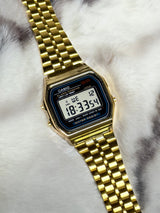 Casio A-159WA Digital Watch – Vintage Look, Premium Quality - Black Dial Golden Color Watch Top Grade